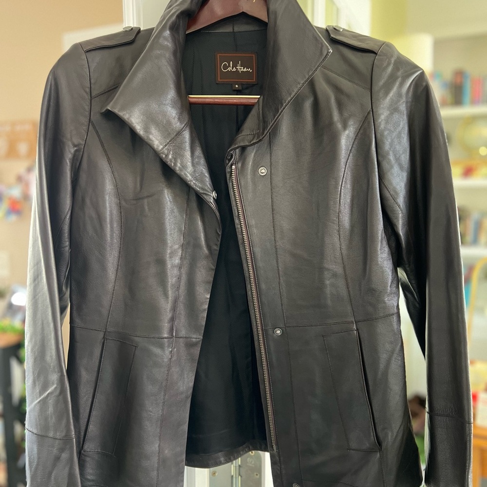 Women’s Cole Haan Lambskin Leather Moto style Jacket